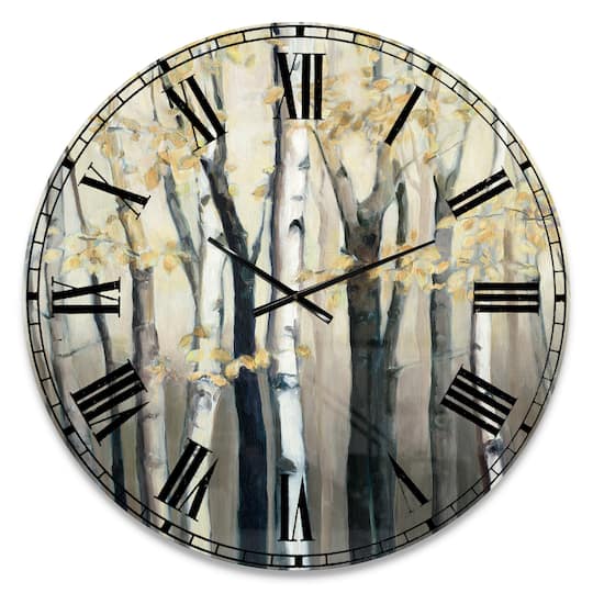 Designart 'Golden Birch Forest Iii Traditional Wall Clock